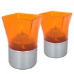 030/141 Portavelas Square Plastic naranja con base plateada - Pack de 6 lámparas