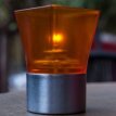 030/141 Portavelas Square Plastic naranja con base plateada - Pack de 6 lámparas