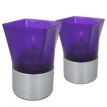 030/142 Portavelas Square Plastic lila con base plateada - Pack de 6 lámparas