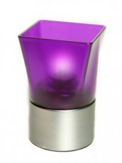 Portavelas Square Plastic lila con base plateada - Pack de 6 lámparas