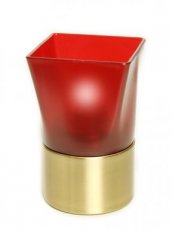 Portavelas Square Plastic rojo con base dorada - Pack de 6 lámparas