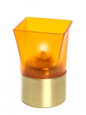 Portavelas Square Plastic naranja con base dorada - Pack de 6 lámparas