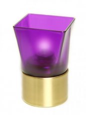 Portavelas Square Plastic lila con base dorada - Pack de 6 lámparas